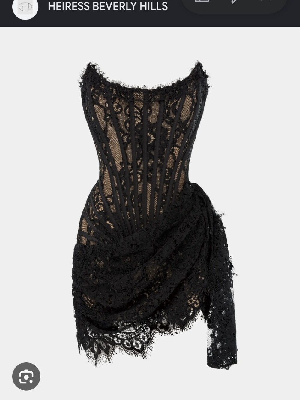 😍Black Lace Corset Mini Dress with Nude Lining